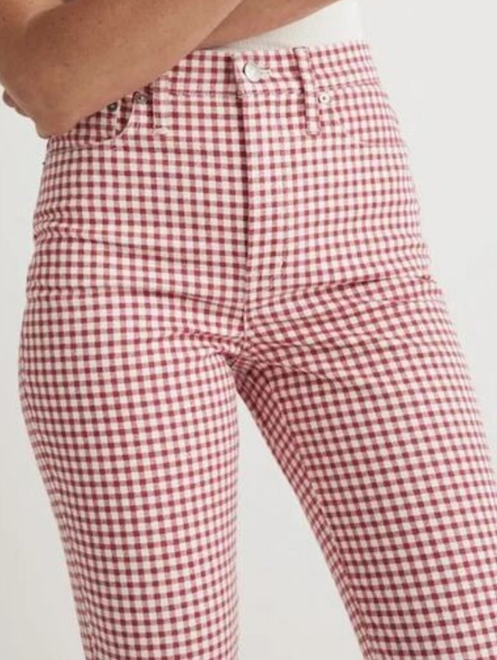 Madewell Perfect Vintage Red Gingham High-Rise Jeans